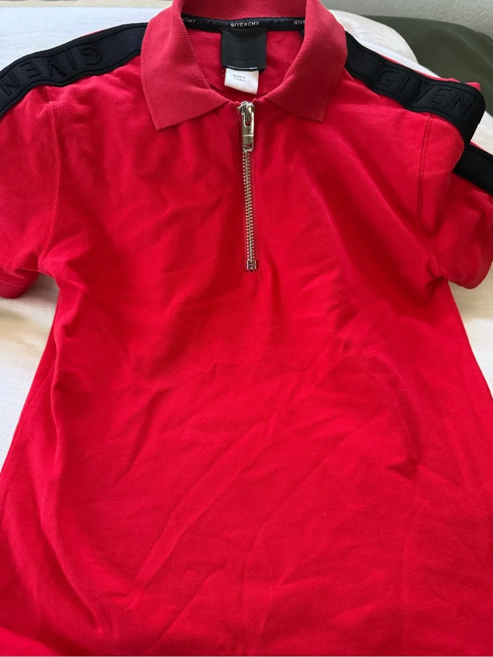 Givenchy Red Polo with Black Logo Tabs